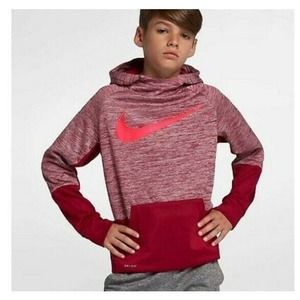 Nike Youth Dri‎ Fit Loose Fit Therma Training Hoodie Sweatshirt Pockets Red XL